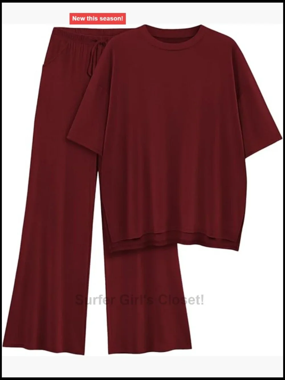 Lounge Set 2 Piece Oversized Top & Wide Leg Pants Matching Set